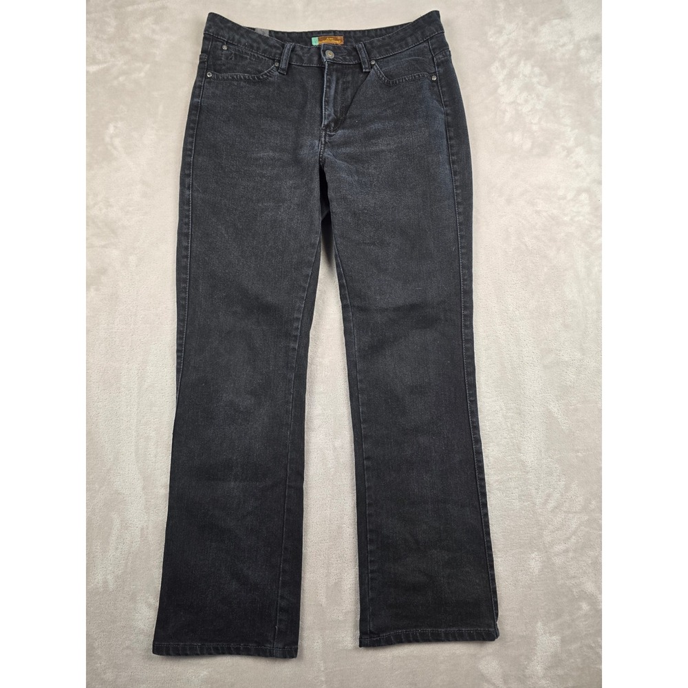 Wrangler Aura Jeans Womens 10P Black Short Rise Straight Denim Western Cowgirl